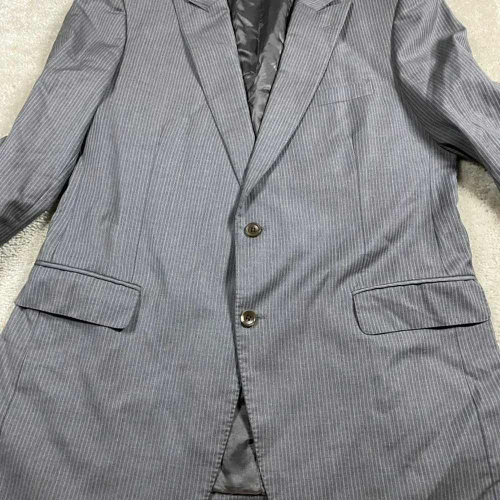 Brooks Brothers 1818 Regent Blazer Mens 45L Grey Pinstripe Wool Made in Italy